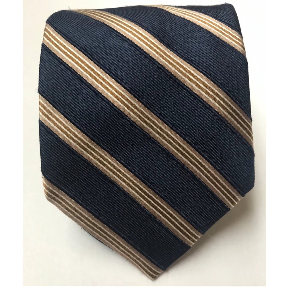Nautica Navy Blue Gold Tie 100% SILK Made In USA